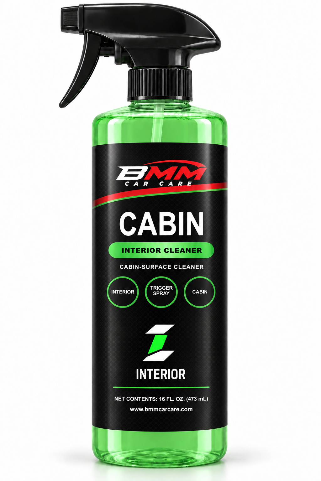 BMM CABIN Interior Cleaner bottle with modern INTERIOR category monogram