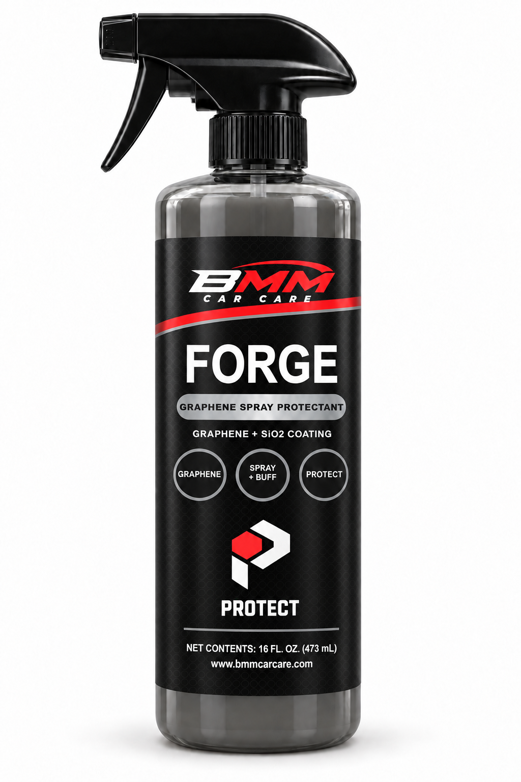 BMM FORGE Graphene Spray Protectant bottle with modern PROTECT category monogram